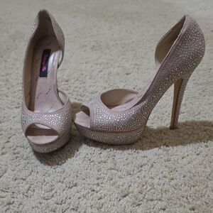 Betsey Johnson Sparkling Rhinestone Peep-Toe Heels
